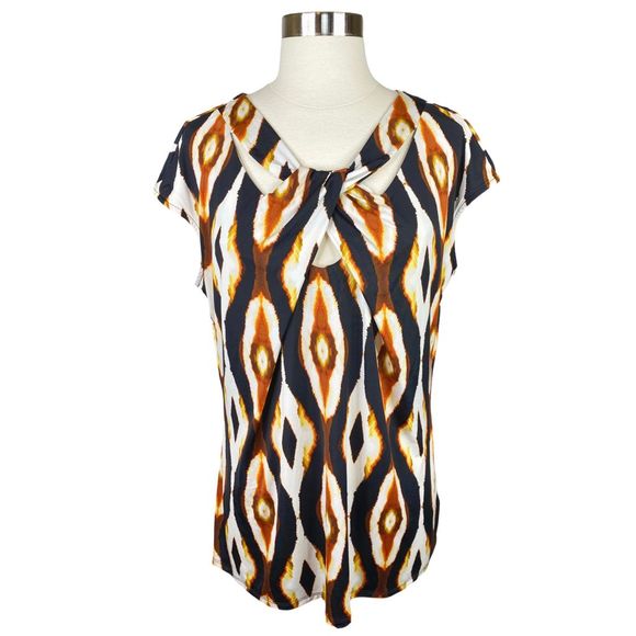 Worthington Stretch Animal Print Twist Front Blouse - Size XL - Picture 1 of 6